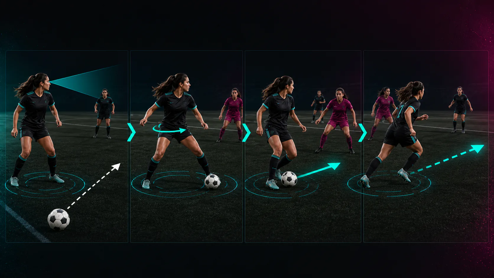 Four-step first and second touch framework for outside defenders