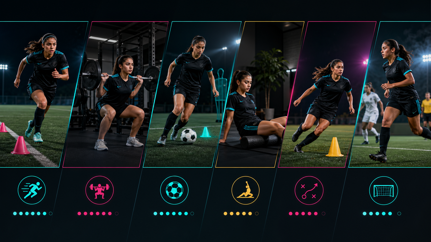 Weekly schedule balancing sprint work, strength, soccer practice, matches, and rest