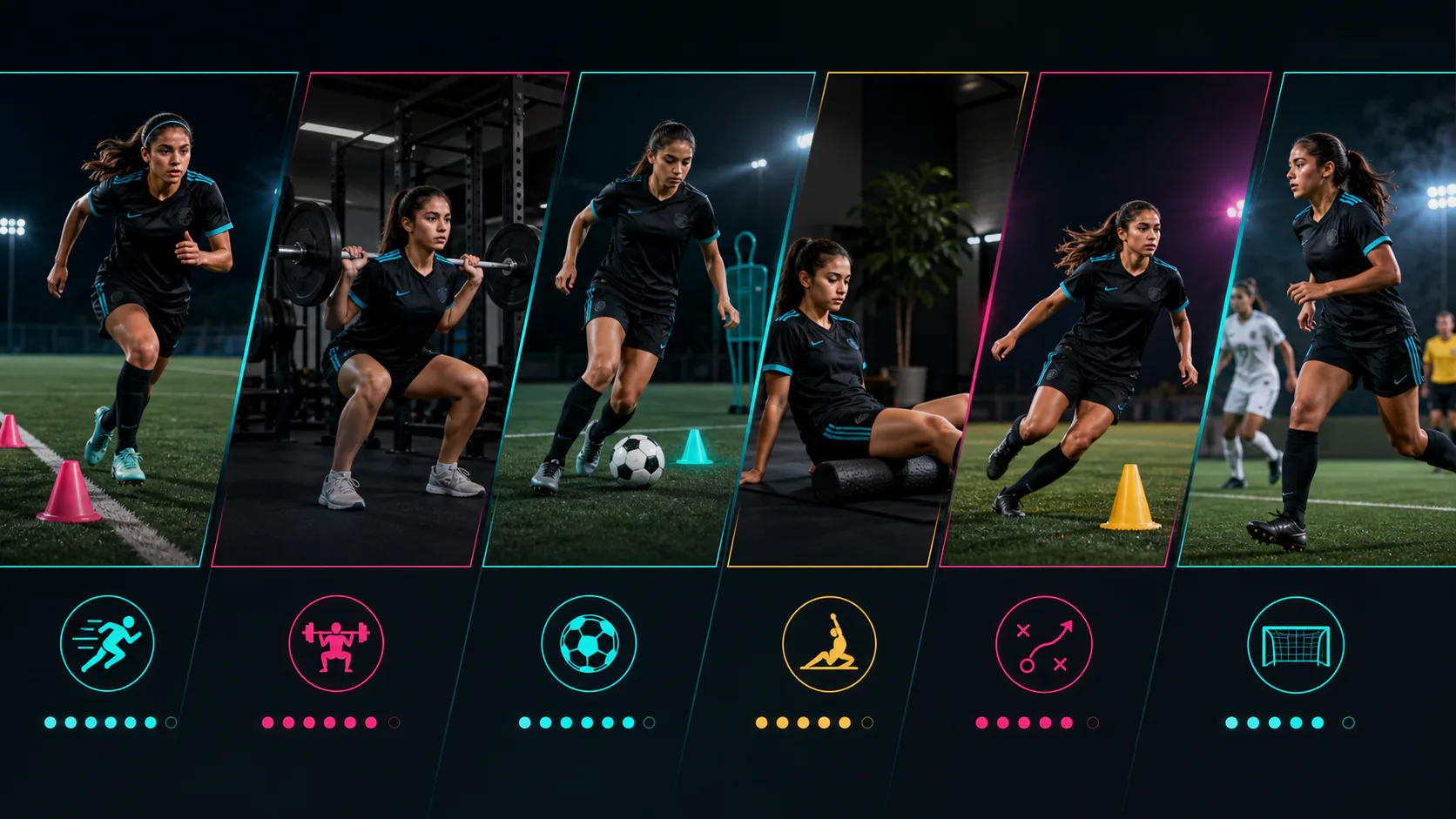 Weekly schedule balancing sprint work, strength, soccer practice, matches, and rest