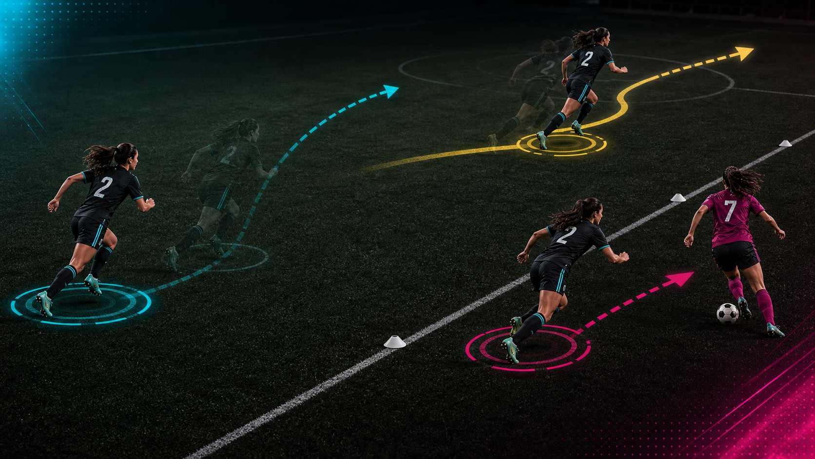 Outside defender using speed for recovery runs, overlaps, and closing down wide attackers