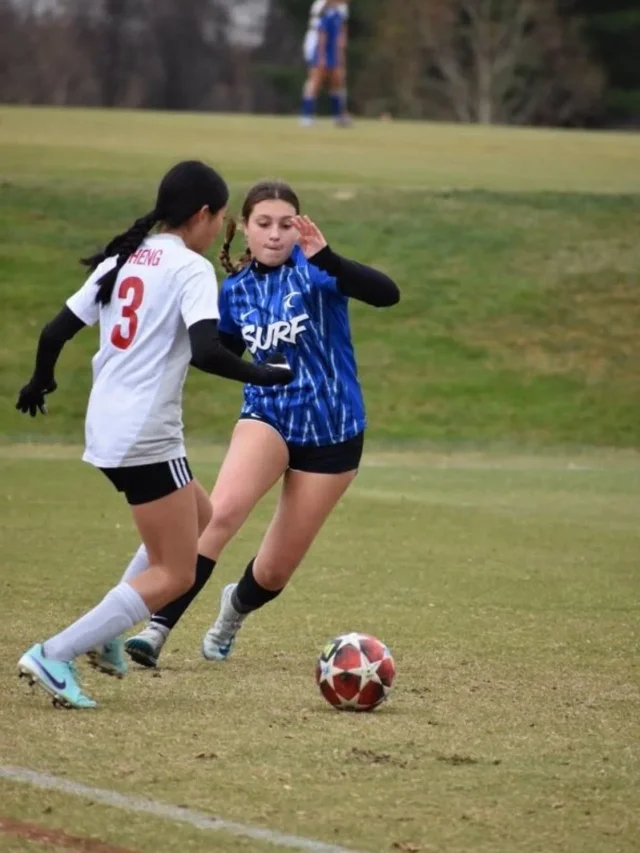 Alexis Burmeister playing soccer